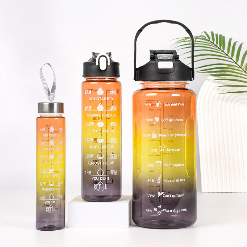 3-in-1 Gradient Color Motivational Water Bottle