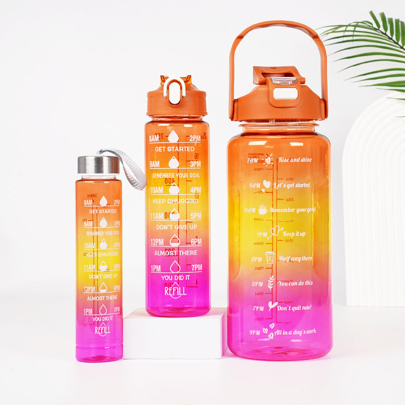 3-in-1 Gradient Color Motivational Water Bottle