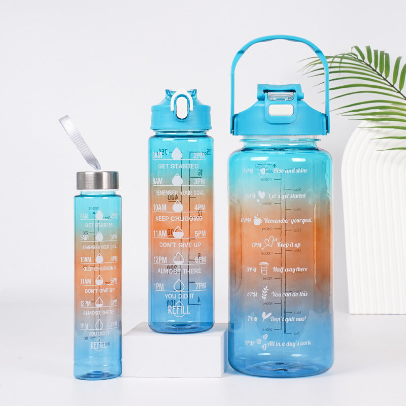 3-in-1 Gradient Color Motivational Water Bottle