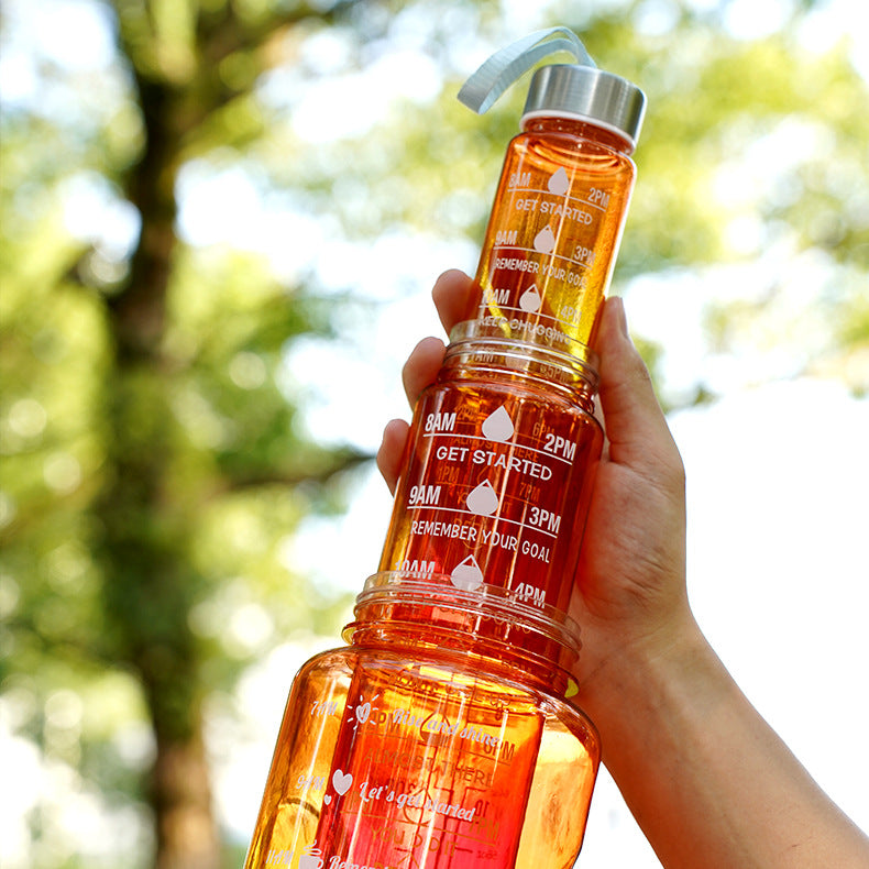 3-in-1 Gradient Color Motivational Water Bottle